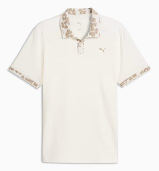 Puma Modalon Floral Rib herr polo, warm white/ice coffee