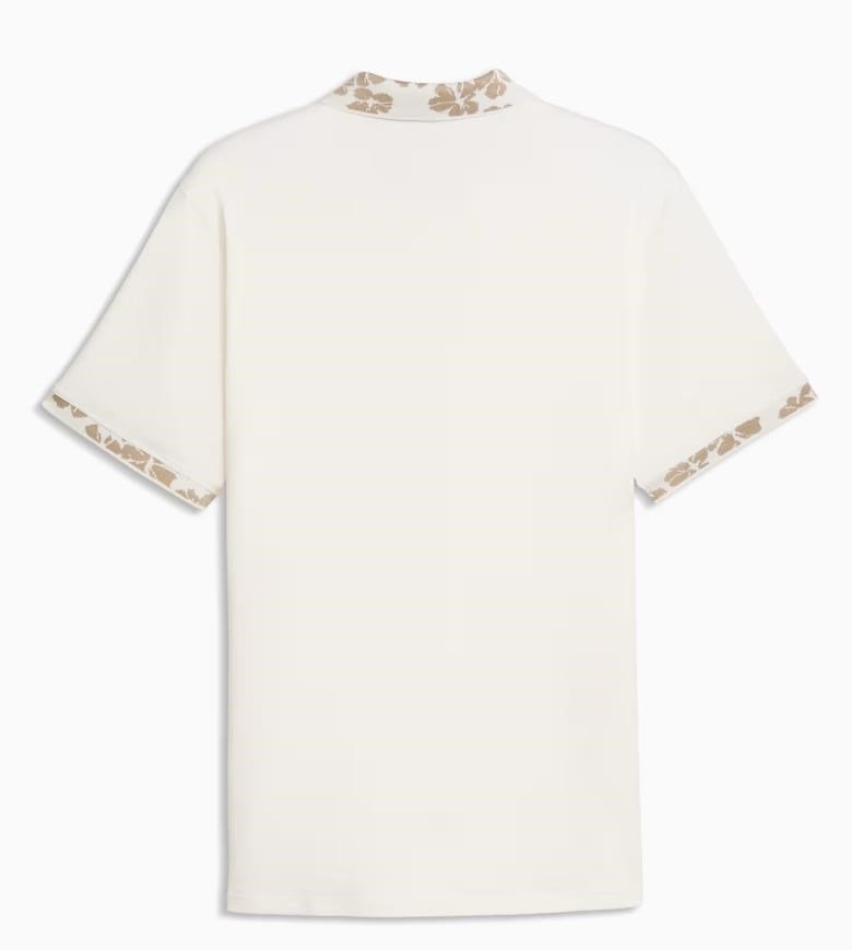 Puma Modalon Floral Rib herr polo, warm white/ice coffee