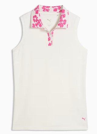 Puma Modalon Floral Rib Sleeveless dampolo, warm white/pink opal