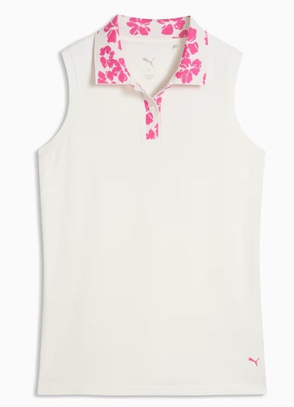 Puma Modalon Floral Rib Sleeveless dampolo, warm white/pink opal