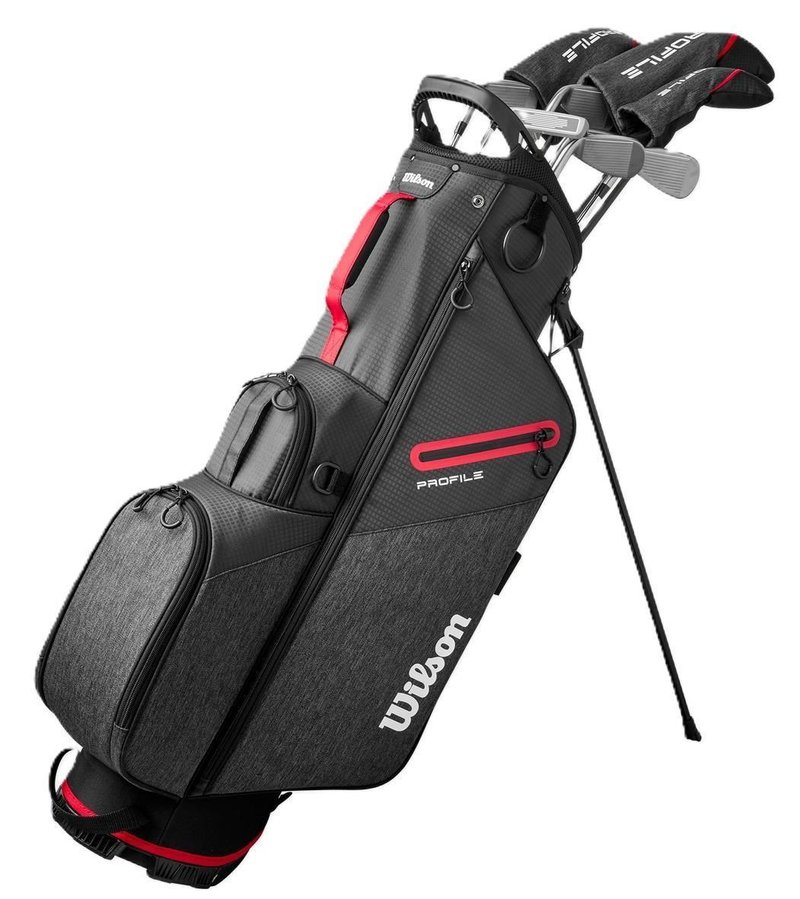 Wilson Profile herr golfset, stål, MRH + ståbag, svart/röd/silver