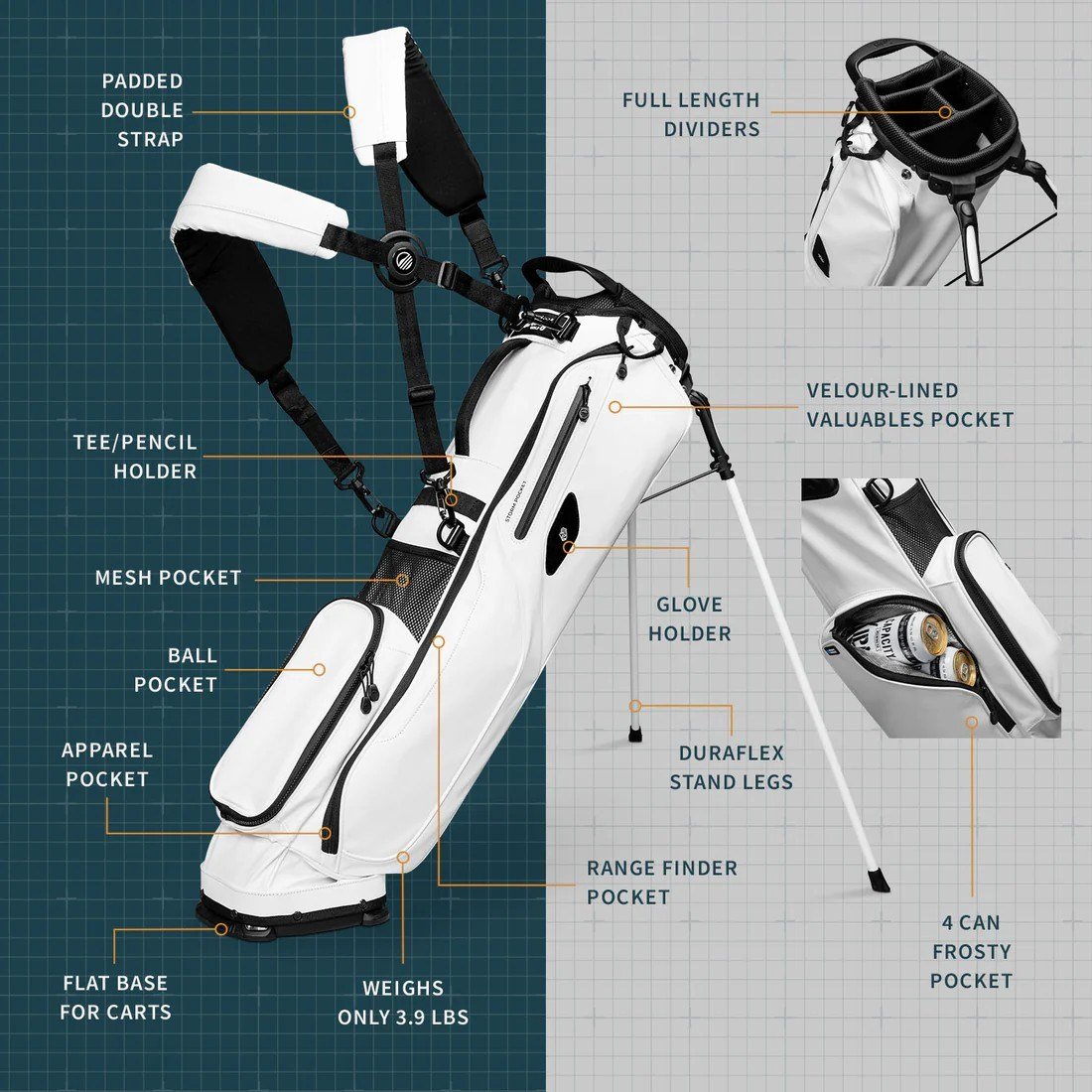 Sunday Golf El Camino S-Class pencil bag, white