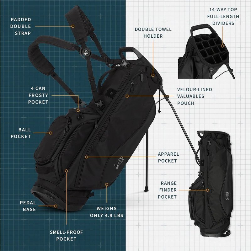 Sunday Golf Ryder 14-way stand bag, svart