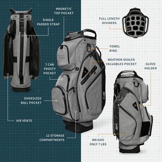 Sunday Golf Big Rig cart bag, heather gray