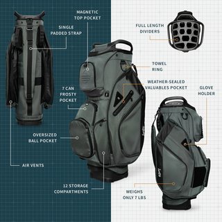 Sunday Golf Big Rig cart bag, midnight green
