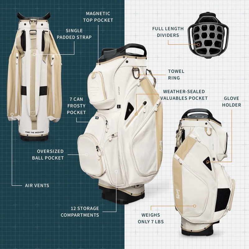 Sunday Golf Big Rig cart bag, toasted almond