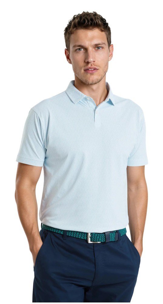 FootJoy Modernist Geo Pique herr polo, white/ice blue