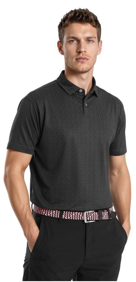 FootJoy Modernist Geo Pique herr polo, charcoal/black