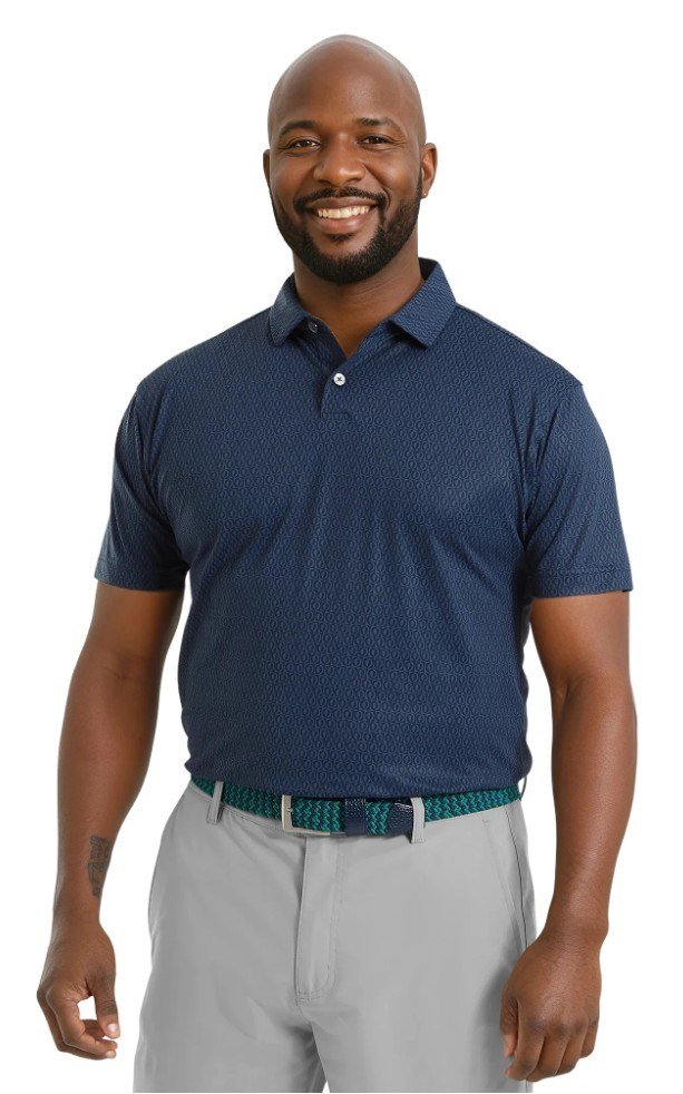 FootJoy Modernist Geo Pique herr polo, navy tonal