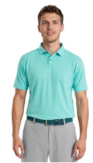 FootJoy Modernist Geo Pique herr polo, blue reef/sea glass