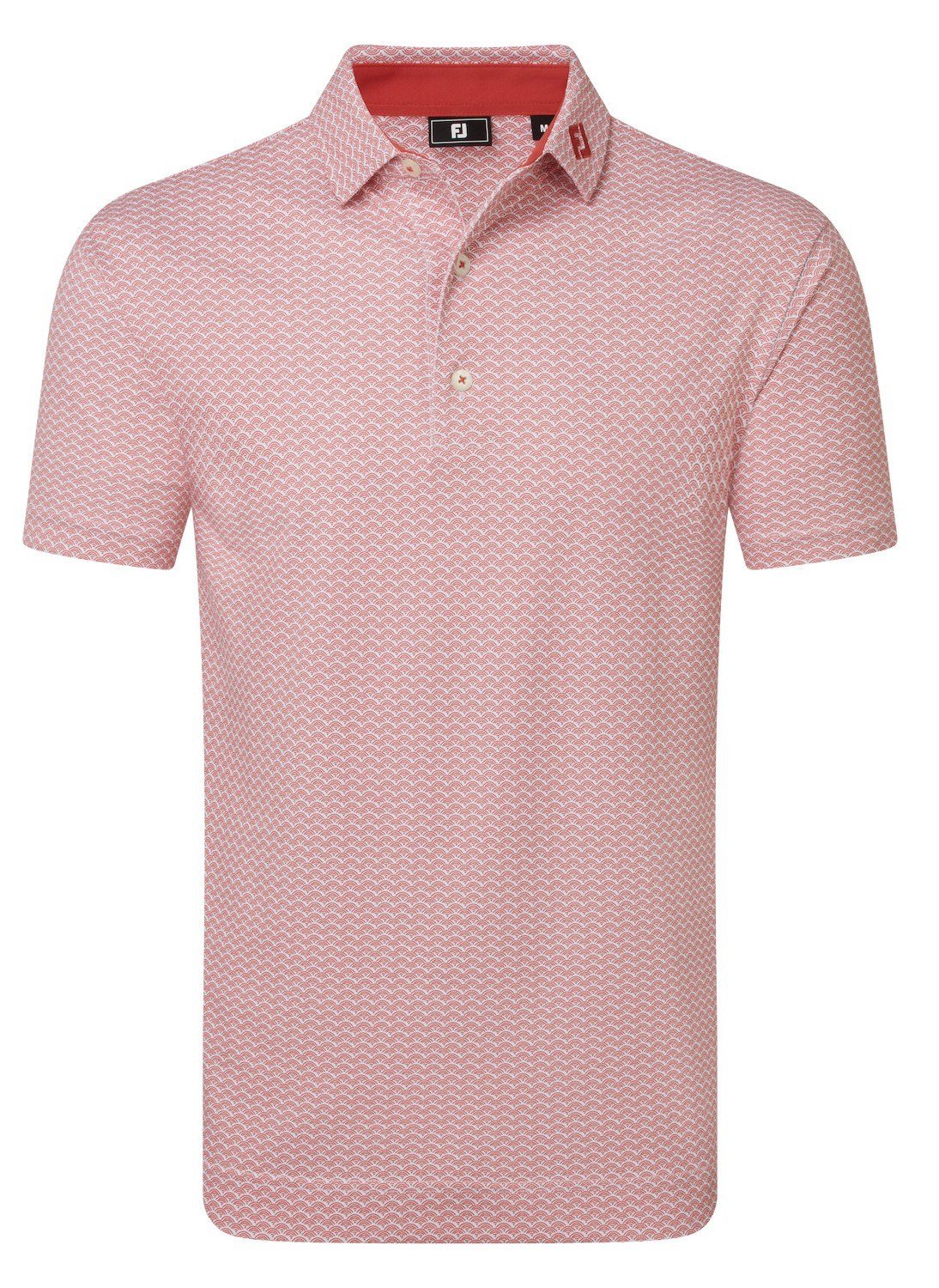 FootJoy Scallop Geo Pique herr polo, nantucket red