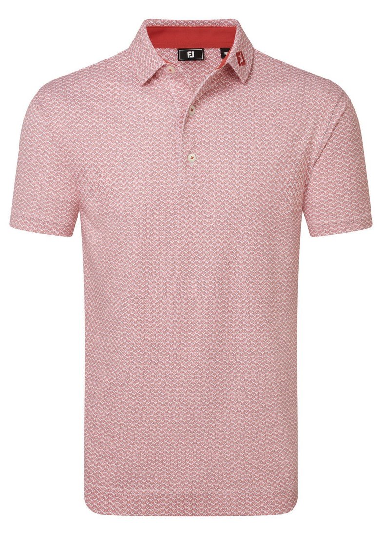 FootJoy Scallop Geo Pique herr polo, nantucket red
