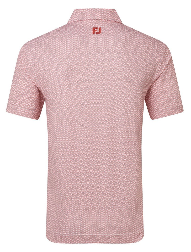 FootJoy Scallop Geo Pique herr polo, nantucket red