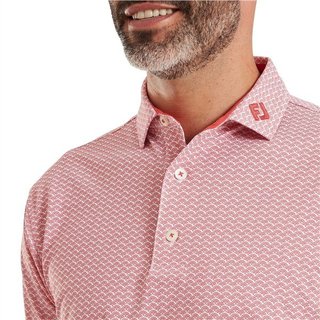 FootJoy Scallop Geo Pique herr polo, nantucket red