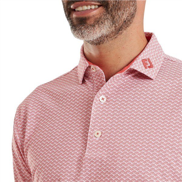 FootJoy Scallop Geo Pique herr polo, nantucket red