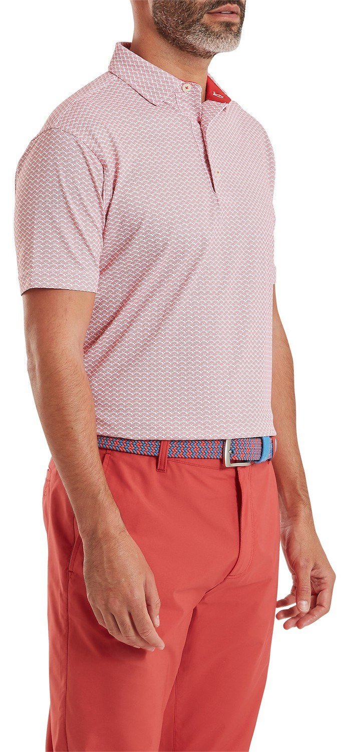 FootJoy Scallop Geo Pique herr polo, nantucket red