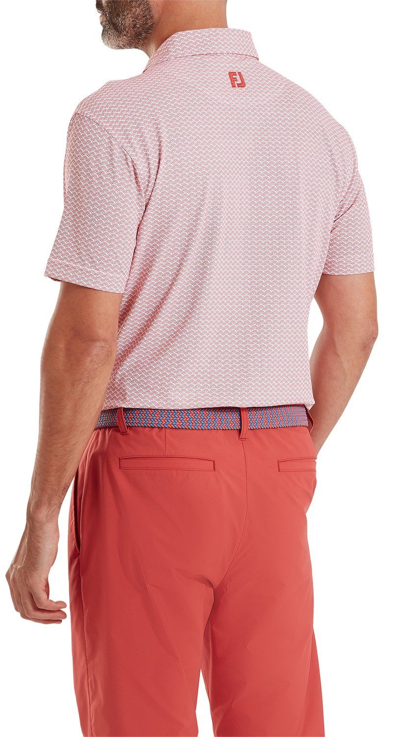 FootJoy Scallop Geo Pique herr polo, nantucket red