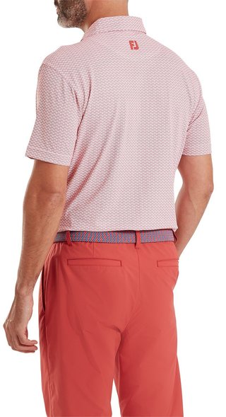 FootJoy Scallop Geo Pique herr polo, nantucket red