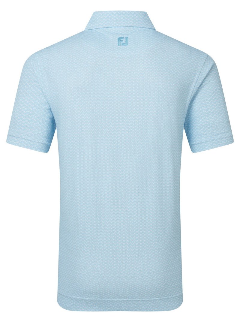 FootJoy Scallop Geo Pique herr polo, blue reef