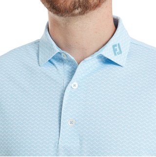 FootJoy Scallop Geo Pique herr polo, blue reef