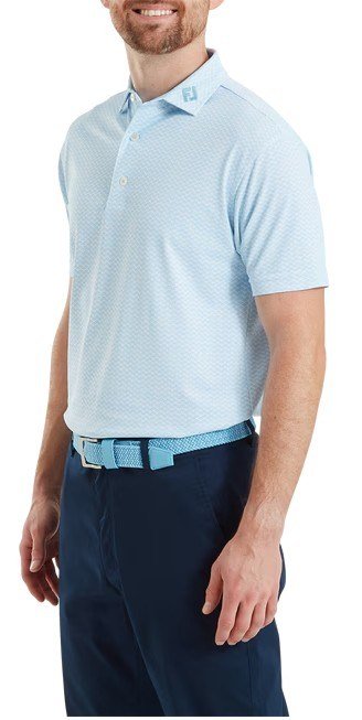 FootJoy Scallop Geo Pique herr polo, blue reef