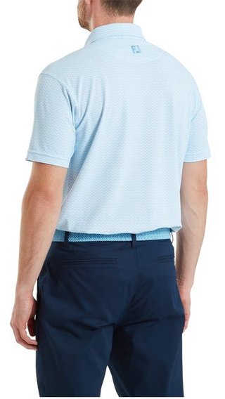 FootJoy Scallop Geo Pique herr polo, blue reef