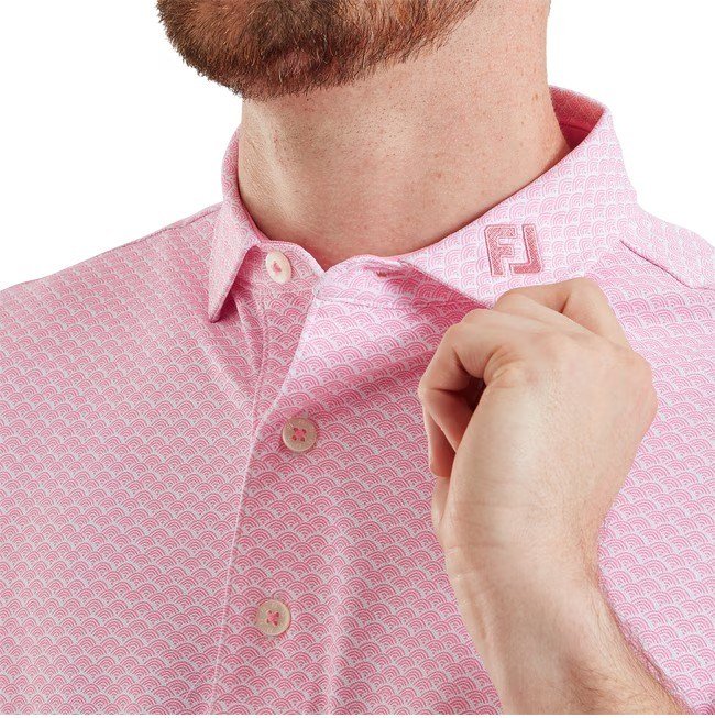 FootJoy Scallop Geo Pique herr polo, pink pop
