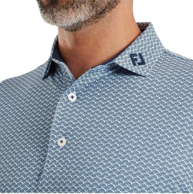 FootJoy Scallop Geo Pique herr polo, navy