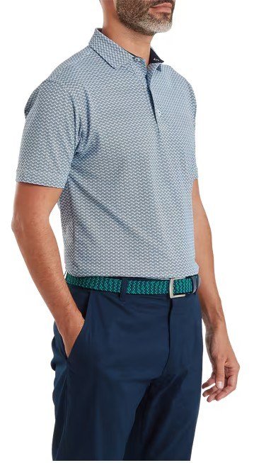 FootJoy Scallop Geo Pique herr polo, navy