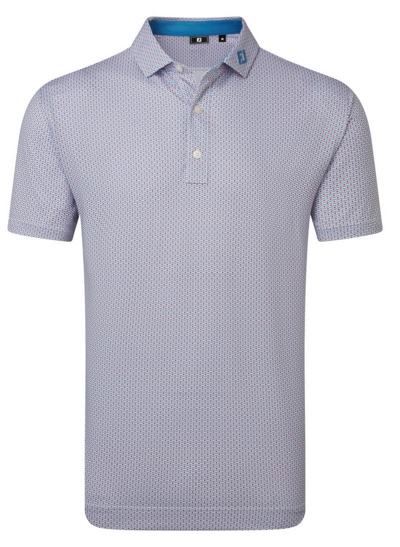 FootJoy Nautical Flag Print Lisle herr polo, nantucket red/coastal blue
