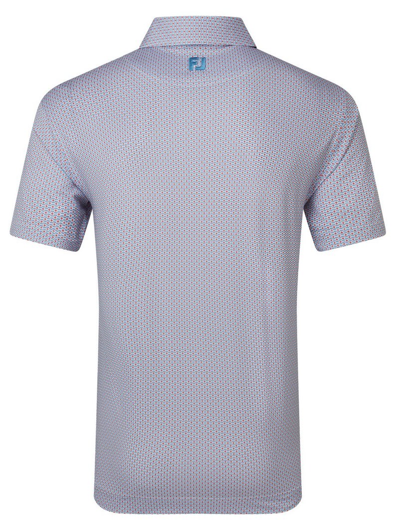 FootJoy Nautical Flag Print Lisle herr polo, nantucket red/coastal blue