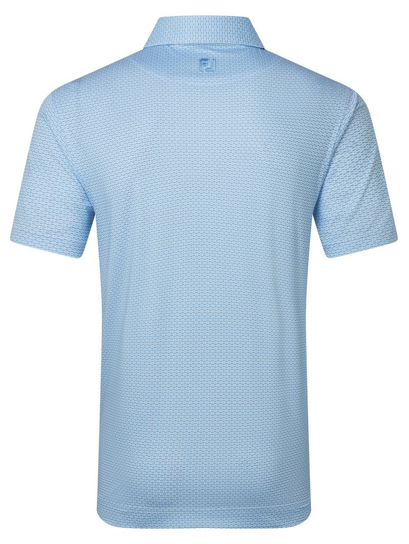 FootJoy Nautical Flag Print Lisle herr polo, blue reef/deep reef