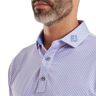 FootJoy Nautical Flag Print Lisle herr polo, pink pop/vivid violet
