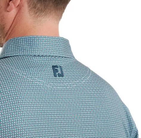 FootJoy Nautical Flag Print Lisle herr polo, field green/navy