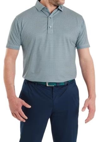 FootJoy Nautical Flag Print Lisle herr polo, field green/navy