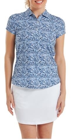 FootJoy Cap Sleeve Lisle dampolo, navy floral print