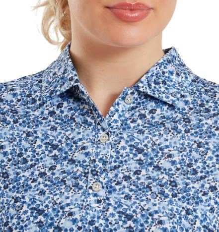 FootJoy Cap Sleeve Lisle dampolo, navy floral print
