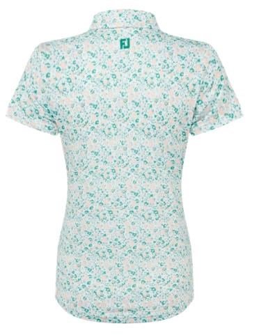 FootJoy Cap Sleeve Lisle dam polo, tile blue floral print
