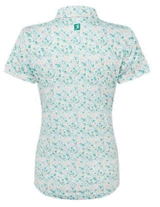 FootJoy Cap Sleeve Lisle dam polo, tile blue floral print