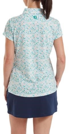 FootJoy Cap Sleeve Lisle dam polo, tile blue floral print