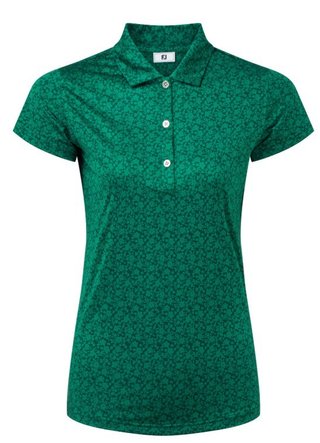 FootJoy Painted Floral Cap Sleeve Lisle dampolo, field green