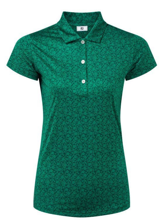 FootJoy Painted Floral Cap Sleeve Lisle dampolo, field green