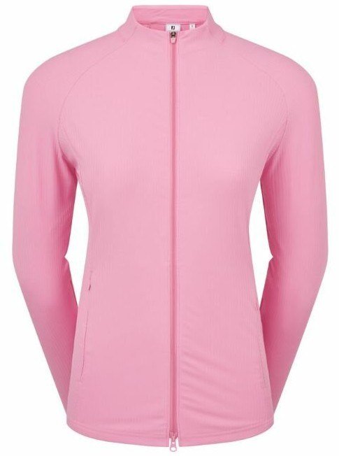 FootJoy Full-Zip Rib Midlayer dam sweatshirt, rosa