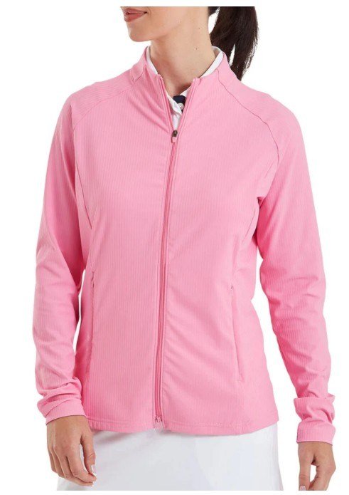 FootJoy Full-Zip Rib Midlayer dam sweatshirt, rosa