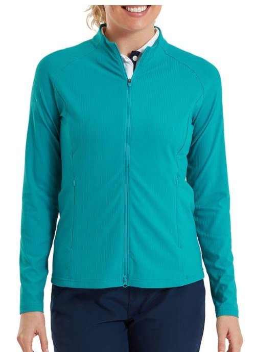 FootJoy Full-Zip Rib Midlayer dam sweatshirt, tile blue