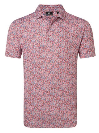 FootJoy Meadow Print Lisle herr polo, nantucket red/hambray/coastal blue