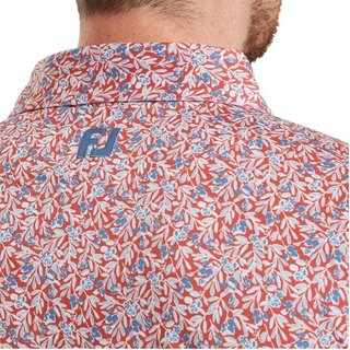 FootJoy Meadow Print Lisle herr polo, nantucket red/hambray/coastal blue