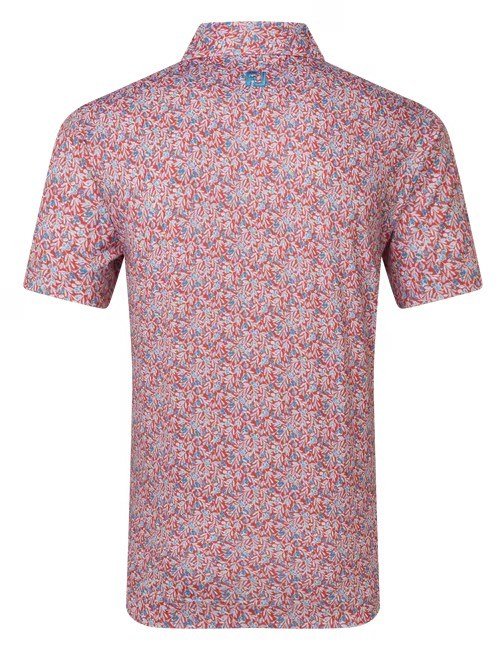 FootJoy Meadow Print Lisle herr polo, nantucket red/hambray/coastal blue