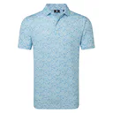 FootJoy Meadow Print Lisle herr polo, blue reef/sea glass/deep reef