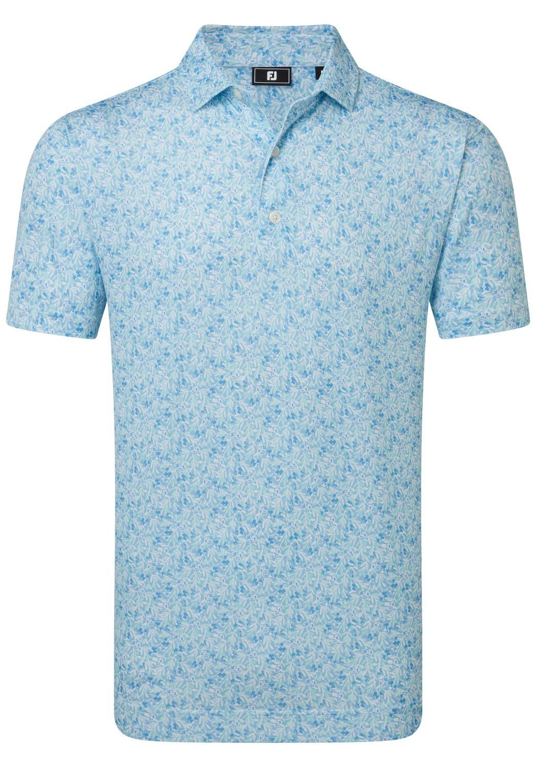 FootJoy Meadow Print Lisle herr polo, blue reef/sea glass/deep reef